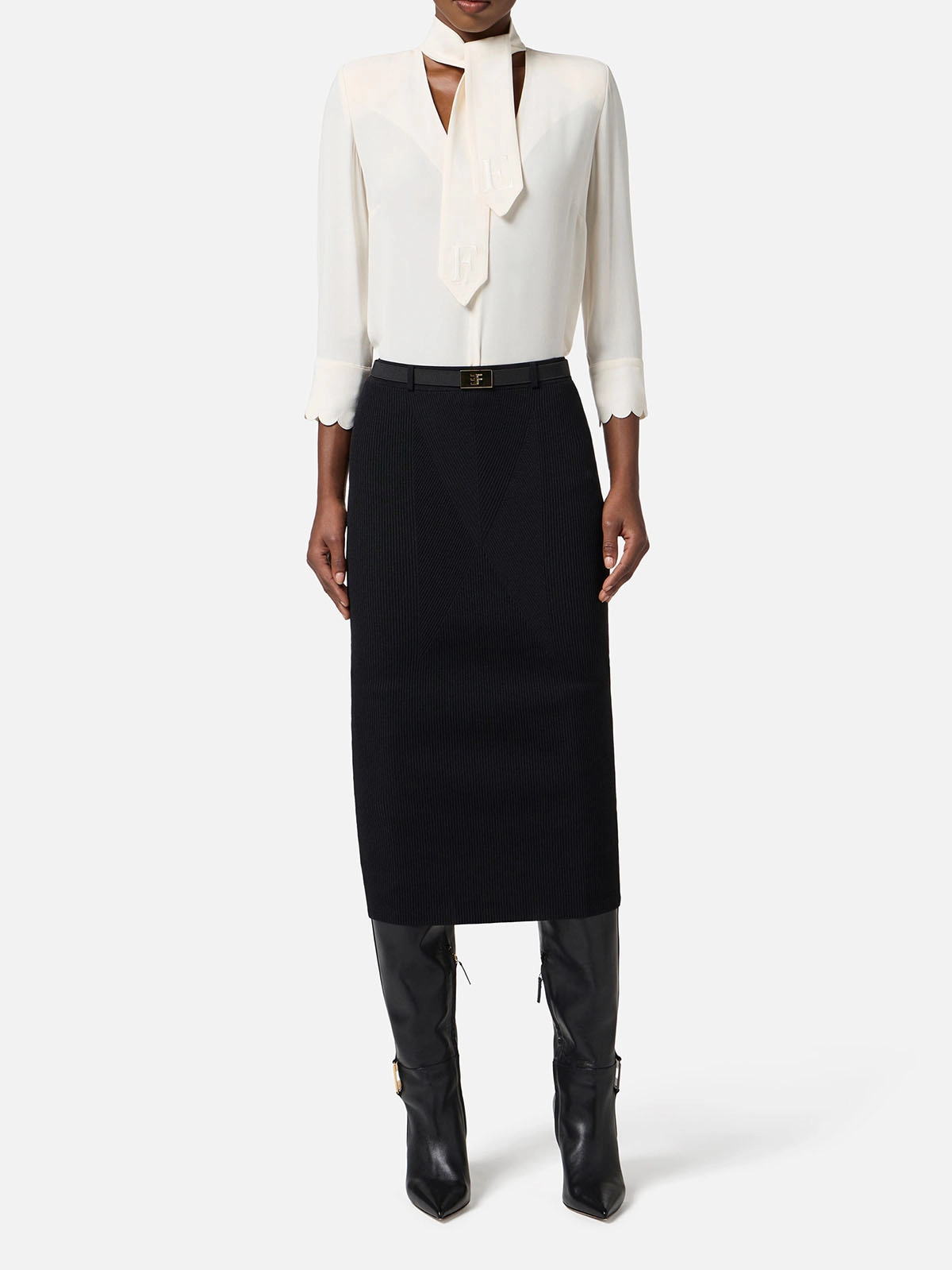 CA08956E2 Elisabetta Franchi Georgette Shirt With Sash