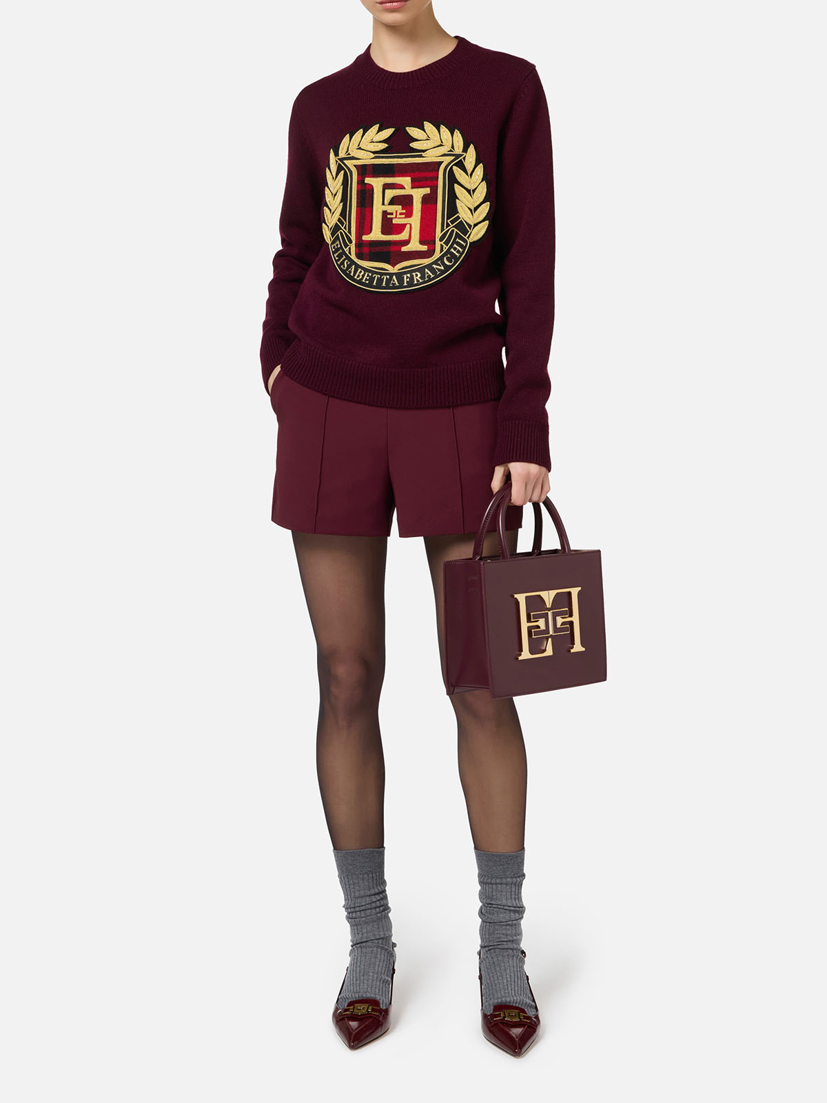 Elisabetta Franchi ABR4652E2DC8 関税送料込 SH00746E2 Elisabetta Franchi Shorts In Crêpe Stretch Con