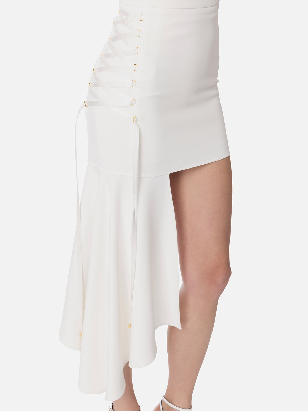 GO07151E2 Elisabetta Franchi Asymmetric Crêpe Mini Skirt