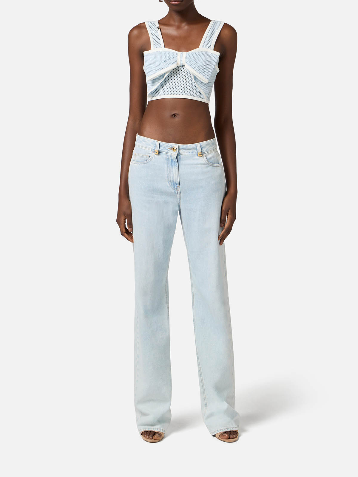 【25SS】 ELISABETTA FRANCHI ロゴディテール Palazzo ジーンズ PJ94I51E2 Elisabetta Franchi Jeans A Palazzo Con Dettagli Logo