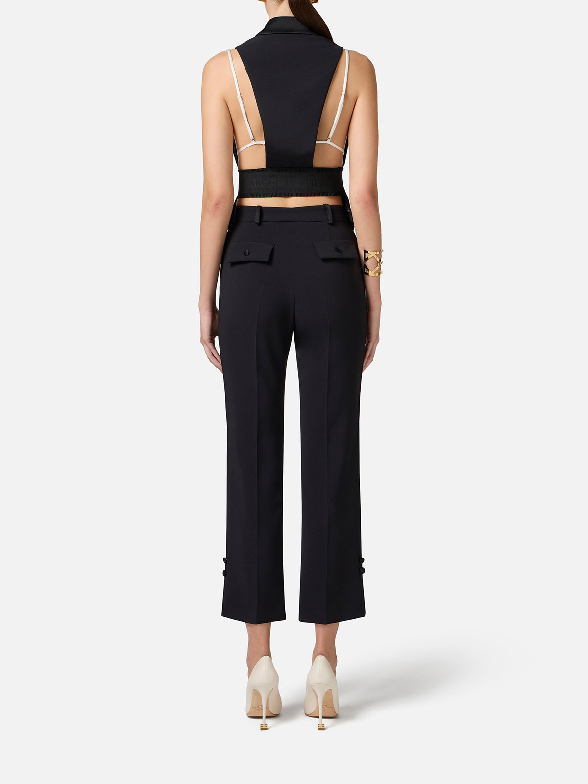 【25SS】 ELISABETTA FRANCHI クレープ タキシードパンツ 25SS】 ELISABETTA FRANCHI クレープ タキシードパンツ