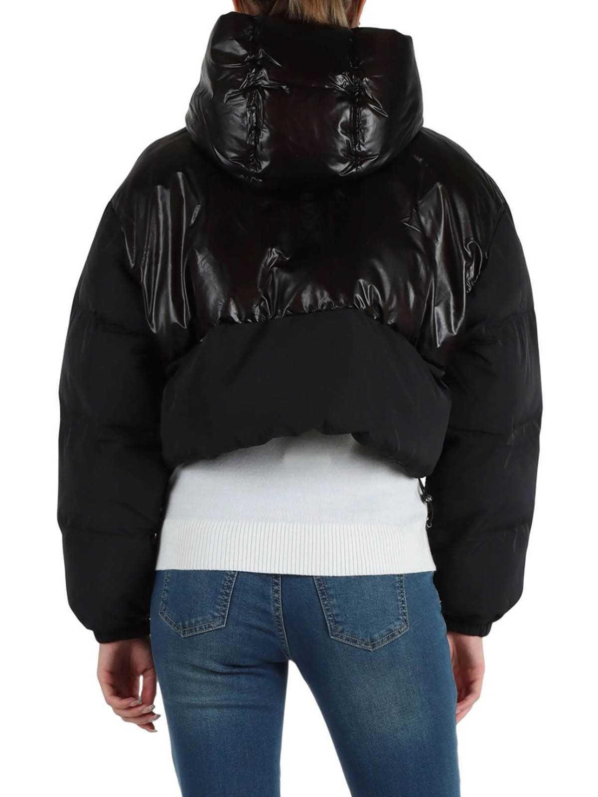 6DYB06YN1UZ Armani Exchange Cropped jacket in shiny Crinkle fabric 