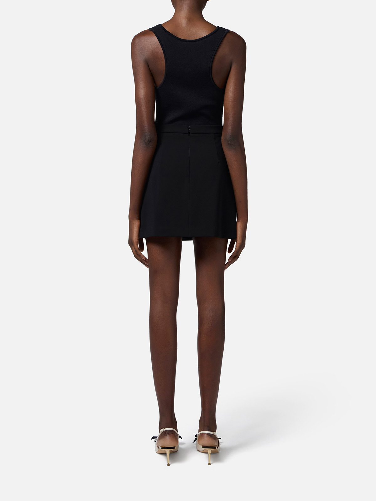 GO07951E2 Elisabetta Franchi Two-Tone Crêpe Mini Skirt