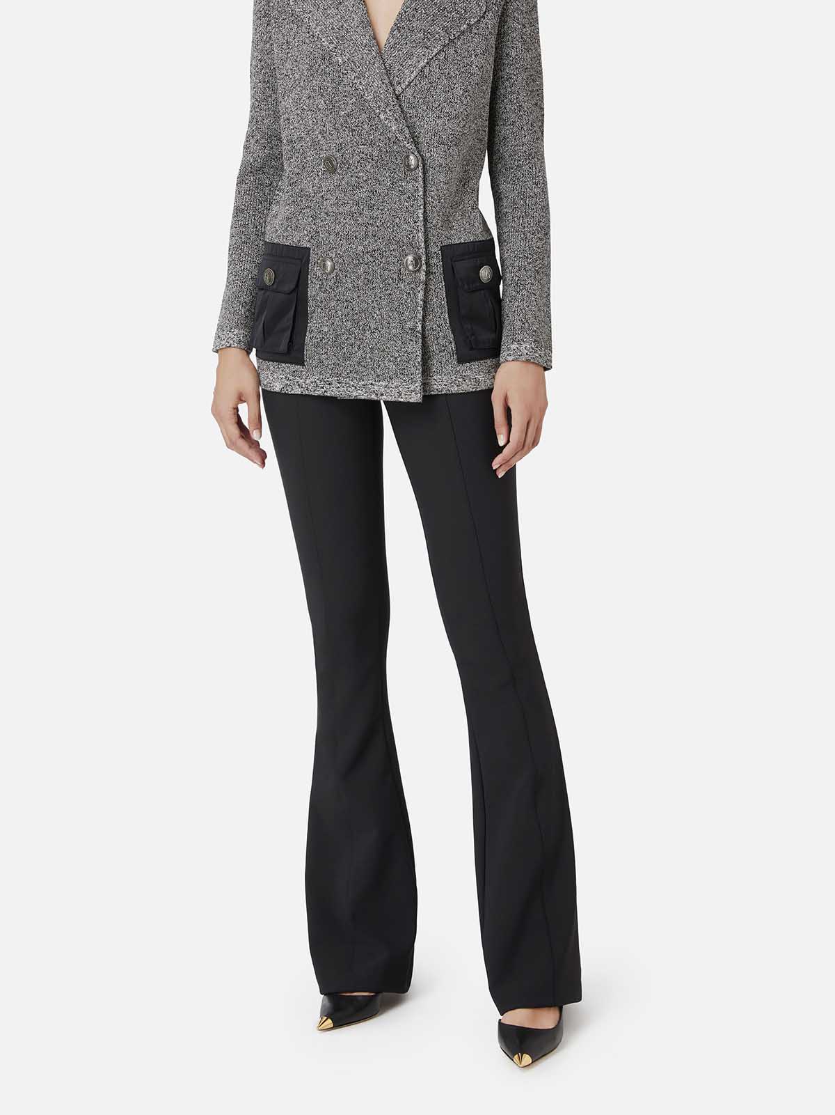 セットアップ Elisabetta Franchi Tailored Black Suit With Flared Trousers Jumpsuit in double-layer crêpe fabric with zip details