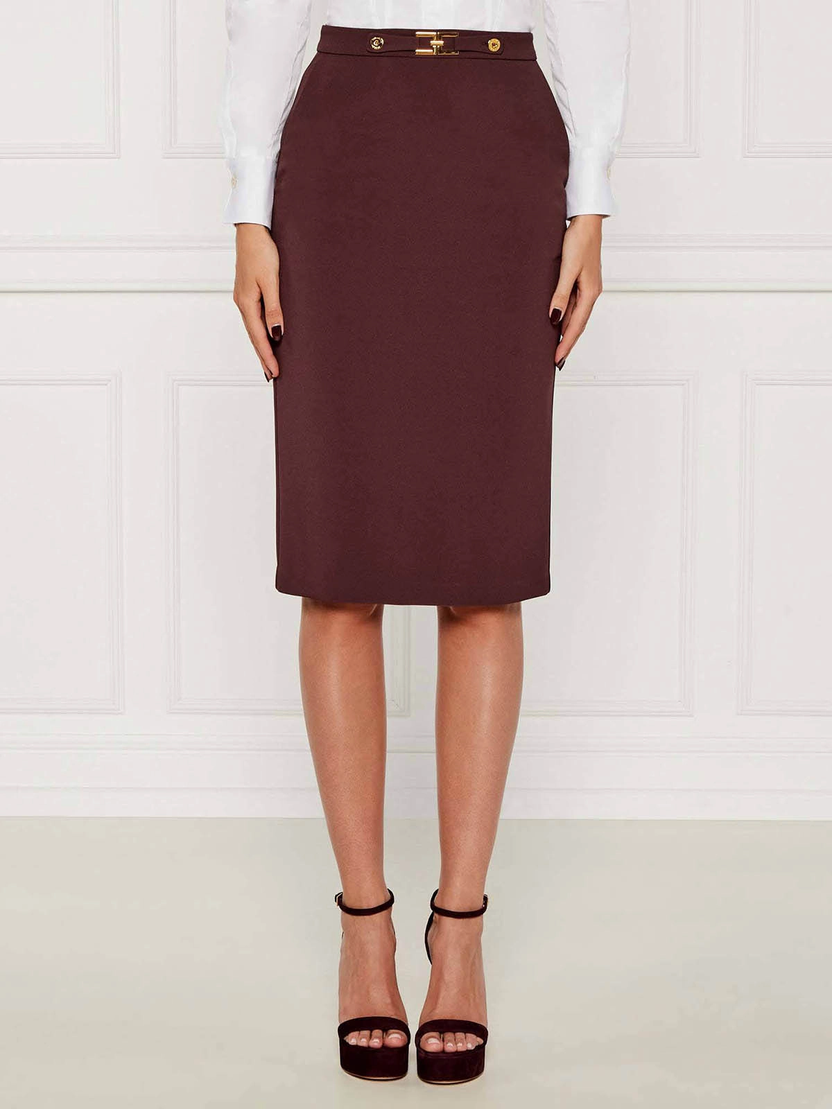 スカート ELISABETTA FRANCHI Crepe pencil skirt Elisabetta Franchi Crepe Midi Skirt | Black | FARFETCH JO