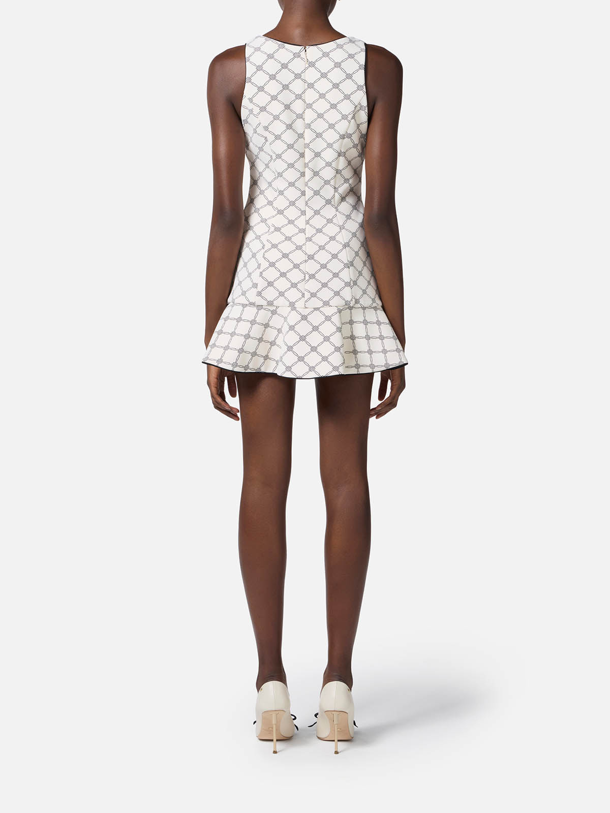 Elisabetta Franchi Flocked-monogram Sheer-panel Maxi Dress