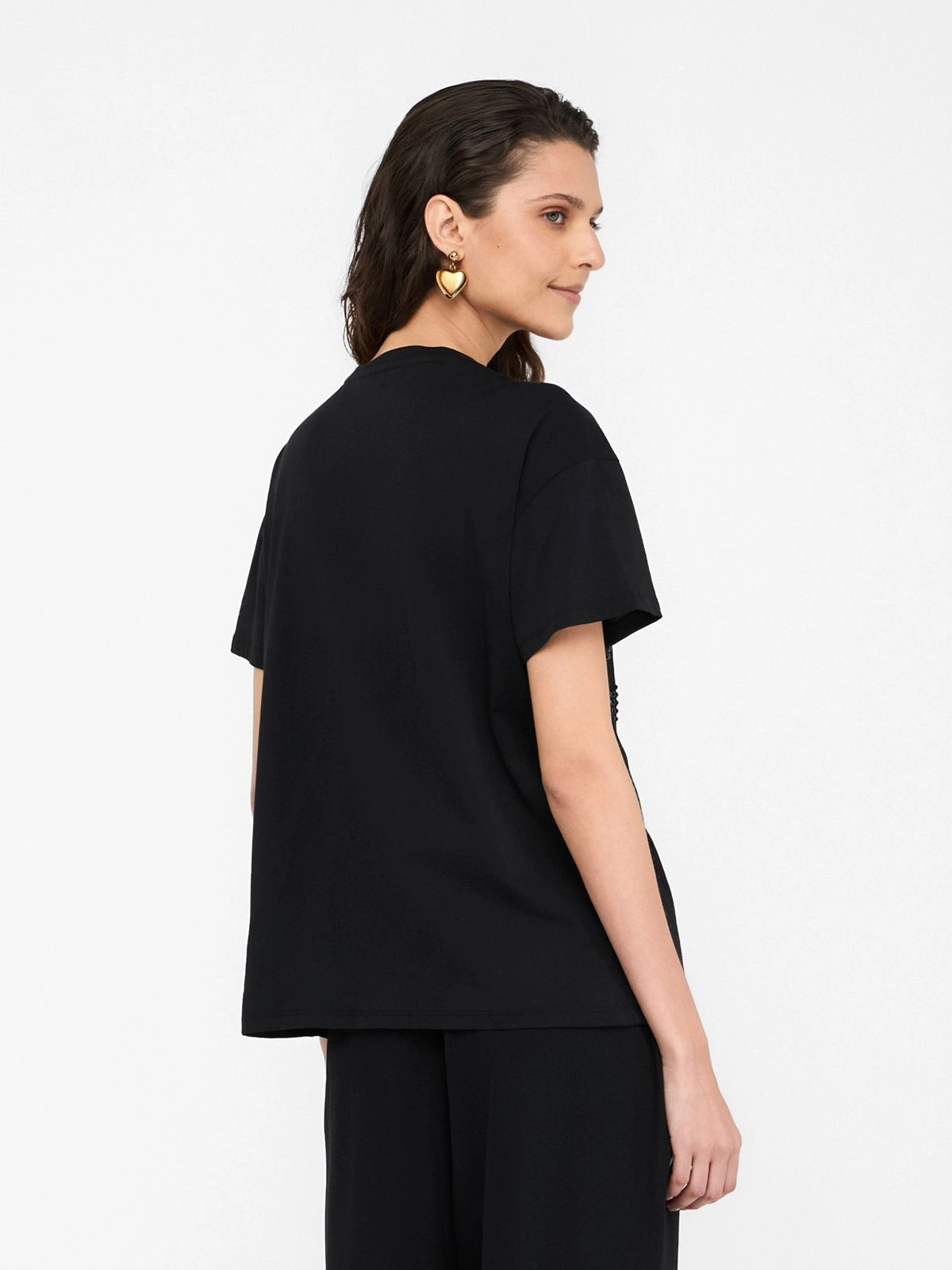 Tシャツ・カットソー LIU JO Woman T-Shirt Black TA5190J5942 22222 T-shirt in cotone con strass colore nero | Liu Jo