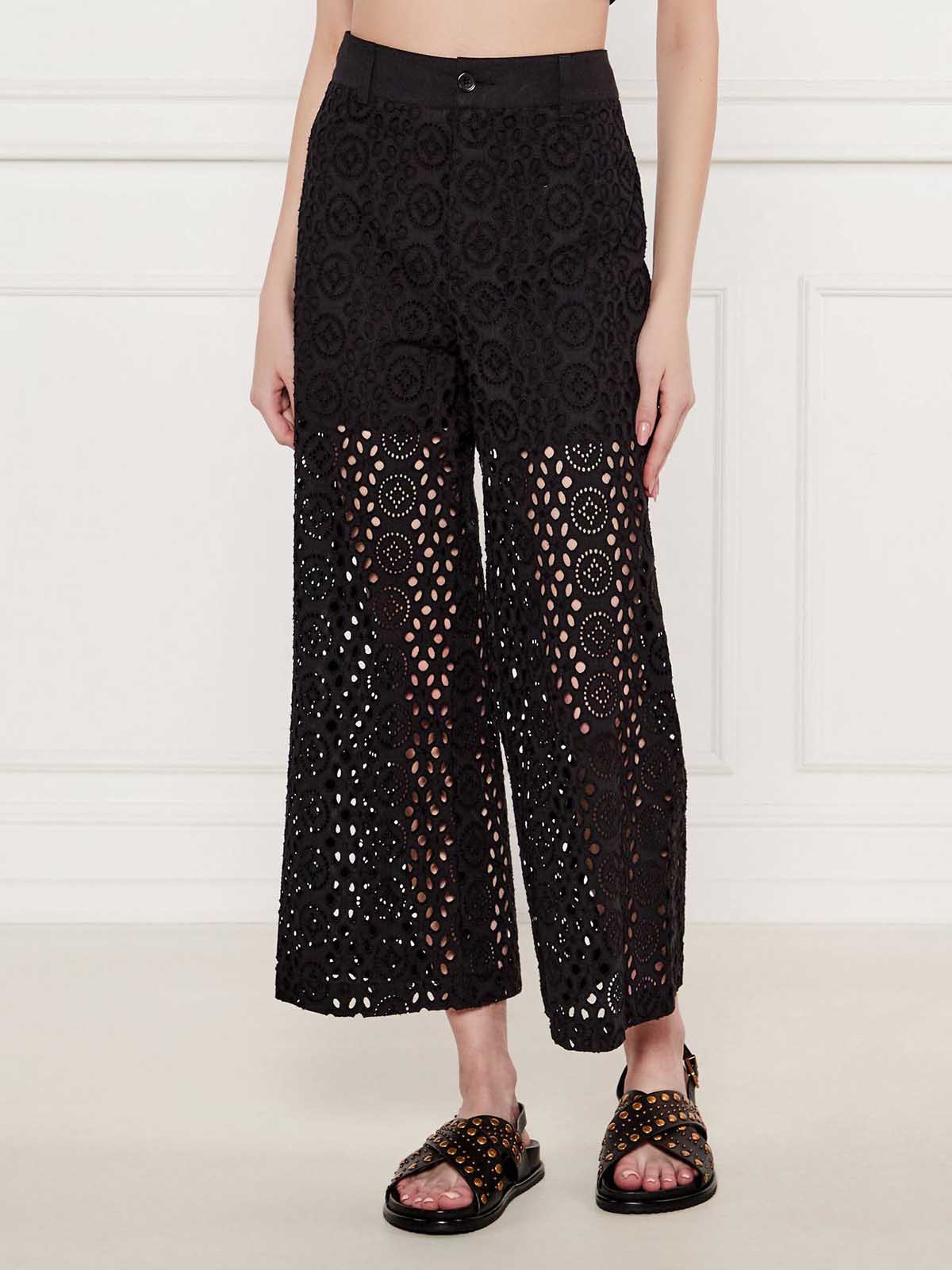 パンツ LIU JO Woman Pants White WA5282T2182 11111 WA5282T2182 Liujo Cropped Trousers With Embroidery