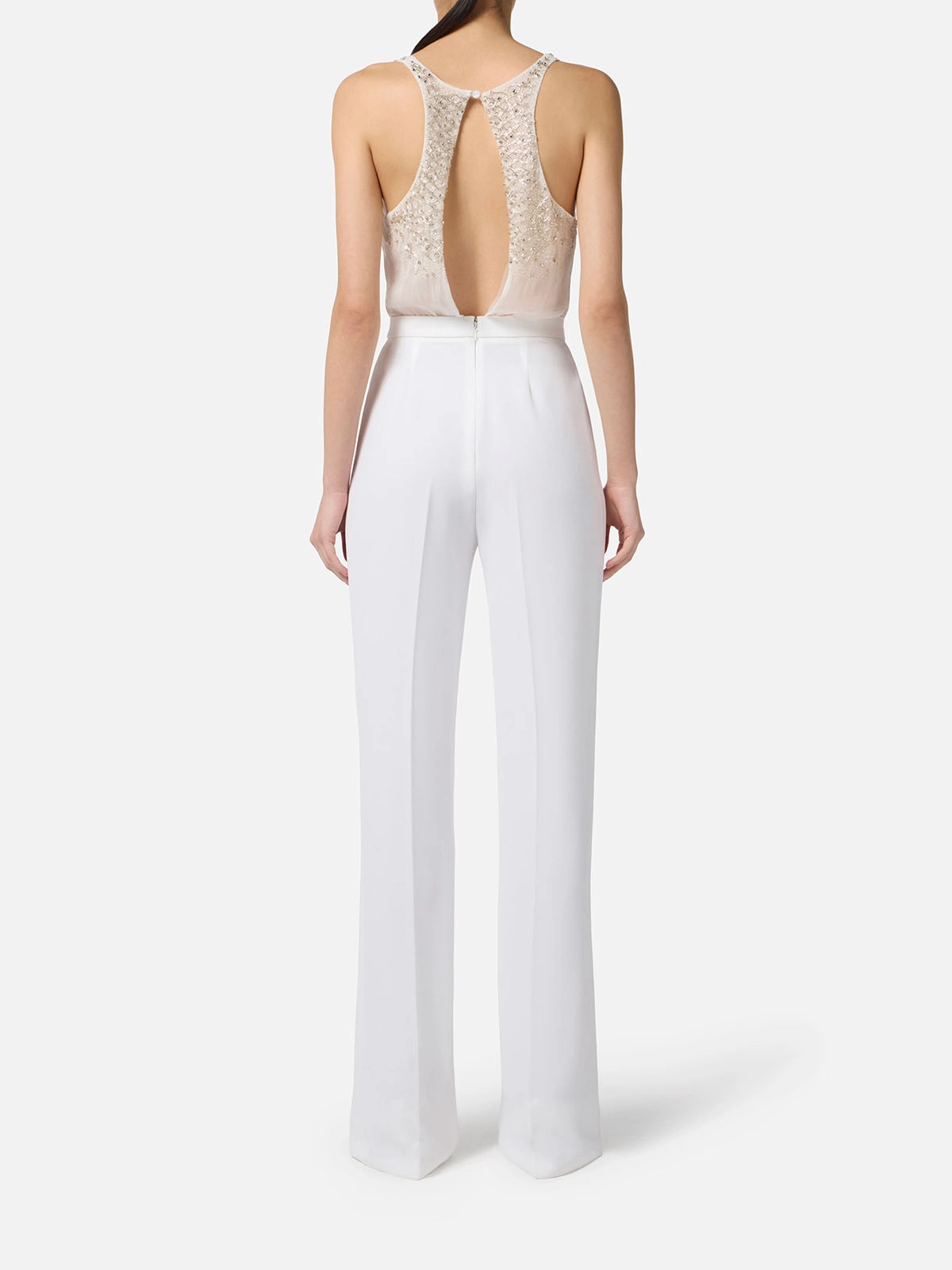 TU06357E2 Elisabetta Franchi Georgette and Crêpe Jumpsuit