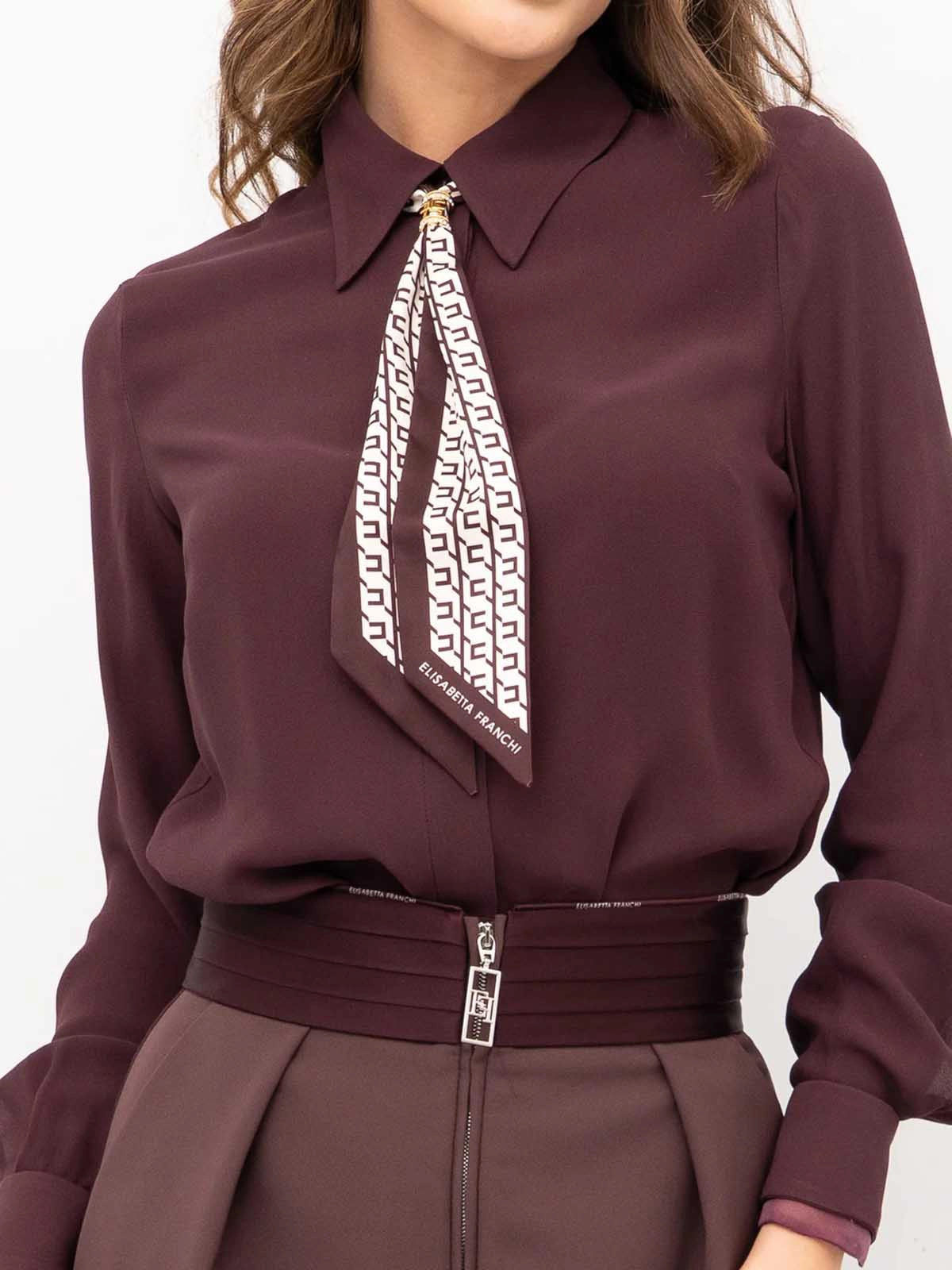 【★完売必至★】ELISABETTA FRANCHI ☆ コルセット シャツ CA09356E2 Elisabetta Franchi Georgette Shirt With Scarf