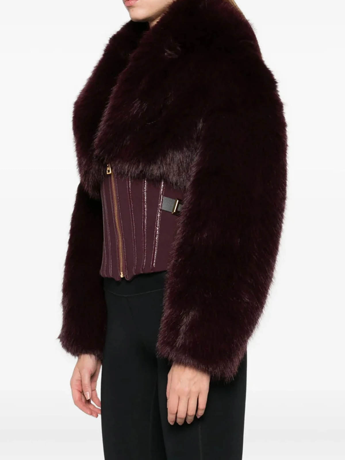 GB05A57E2 Elisabetta Franchi Fur-Effect Jacket with Double Crepe