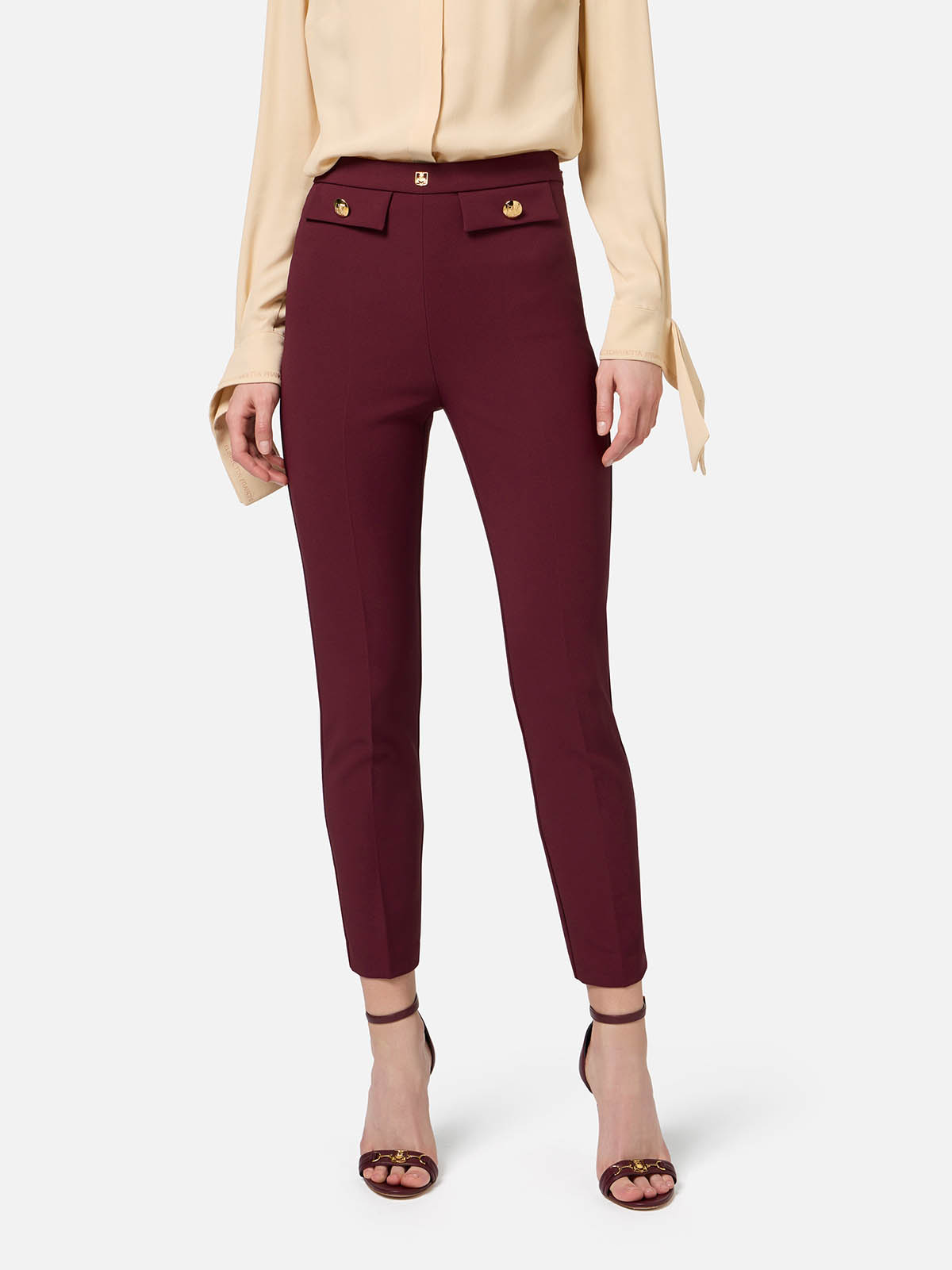 PA02446E2 Elisabetta Franchi Straight Stretch Crêpe Trousers