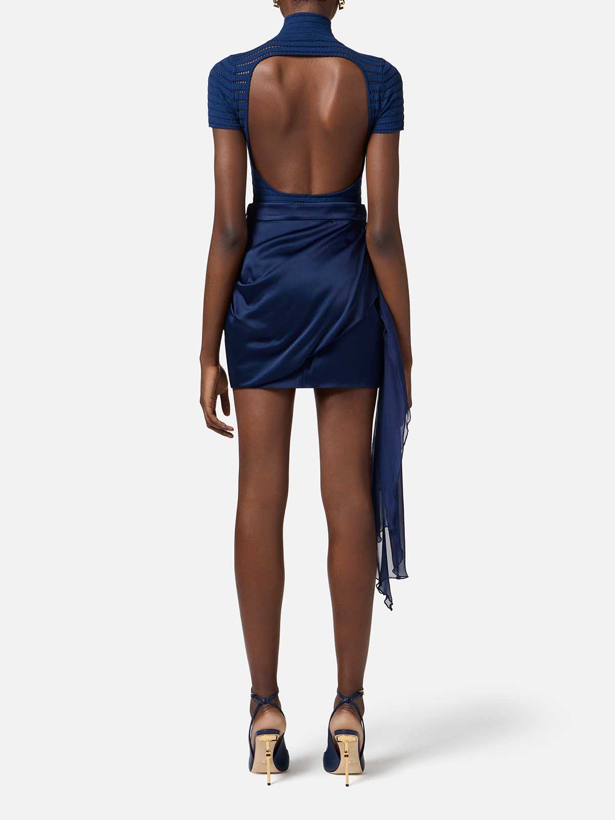 ELISABETTA FRANCHI● クレープアシンメトリースリムスカート GO09951E2 Elisabetta Franchi Crêpe Skirt With Satin Bands