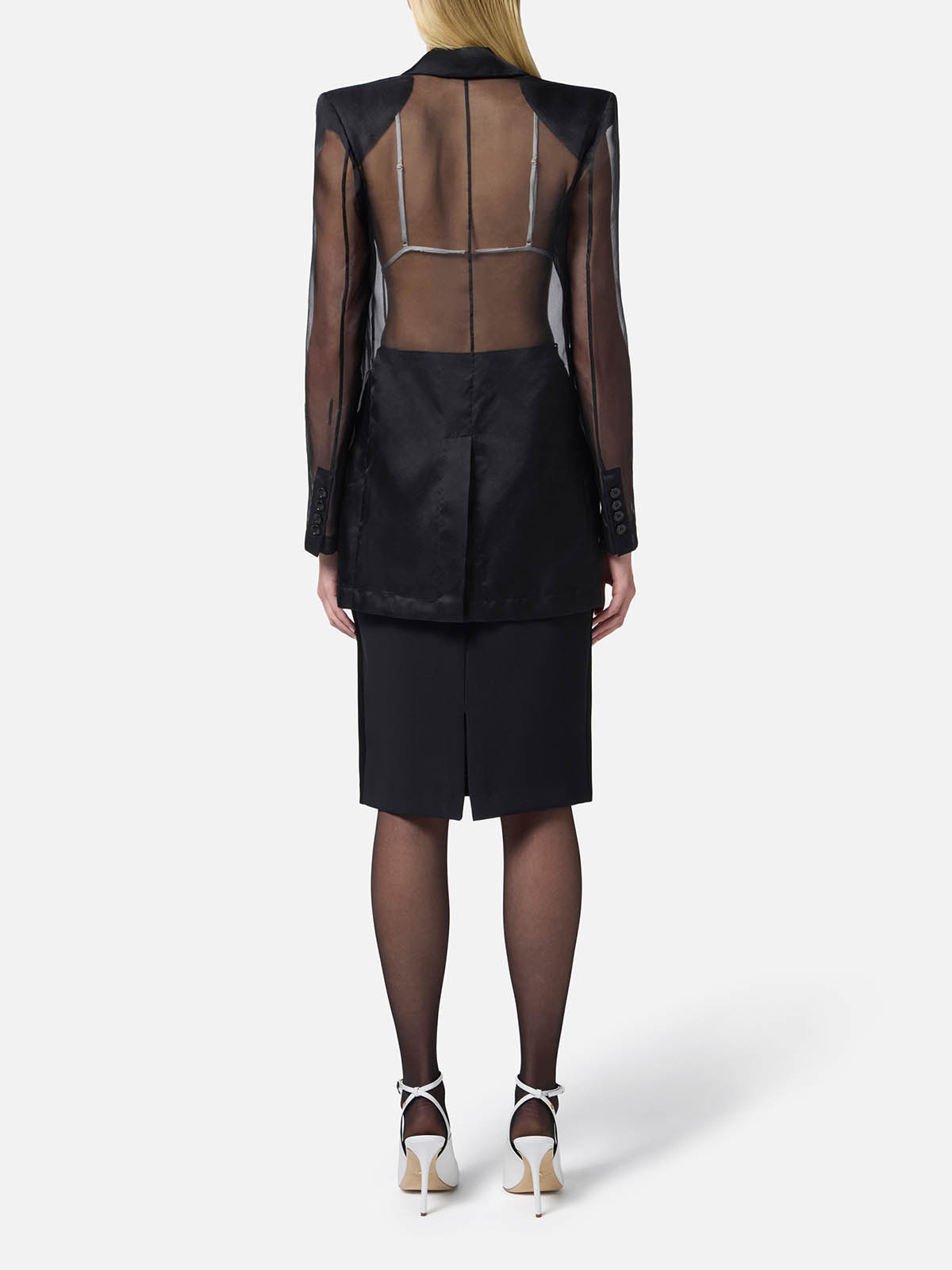 GO09951E2 Elisabetta Franchi Crêpe Skirt With Satin Bands