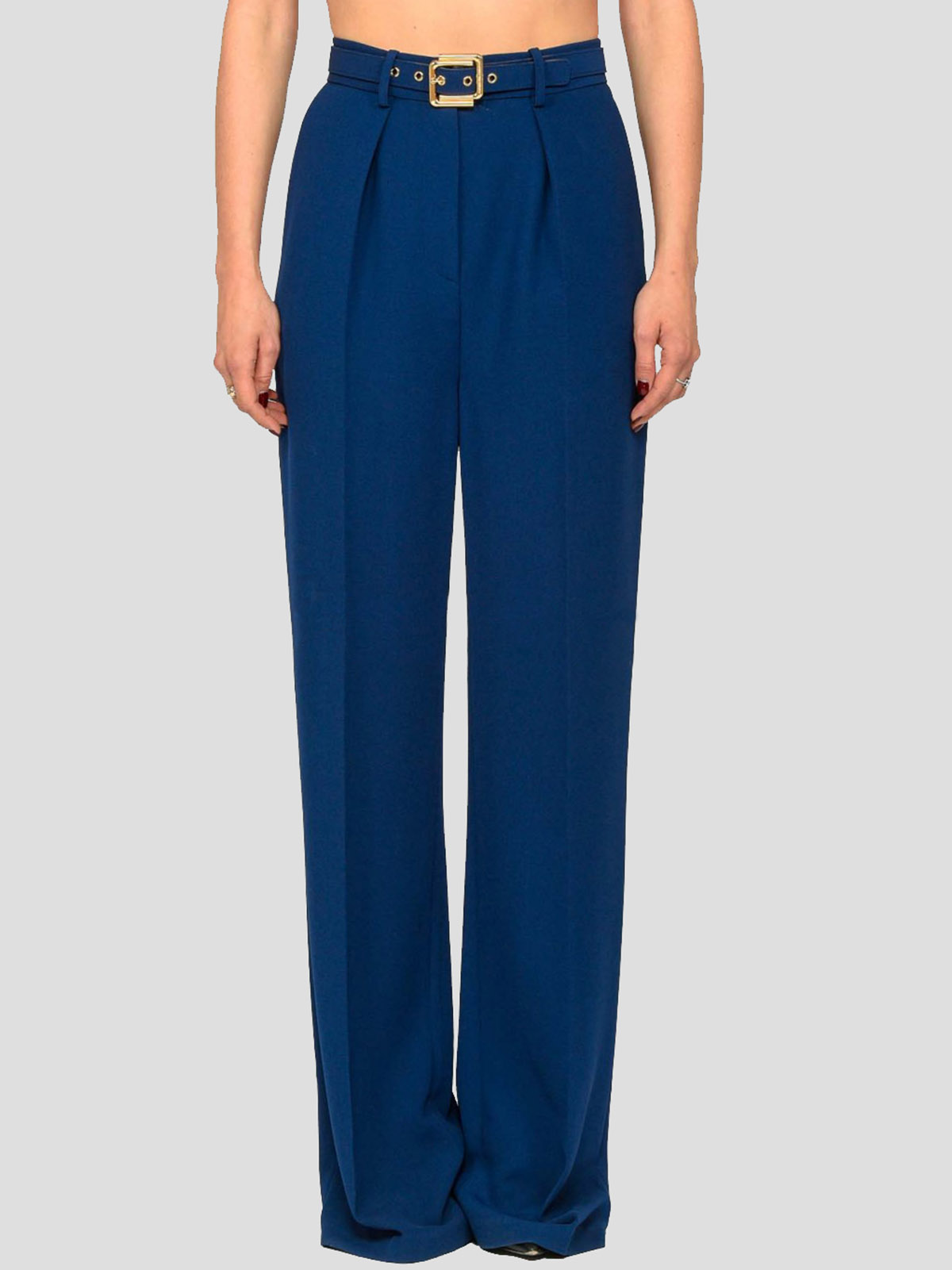 PA09552E2 Elisabetta Franchi Light Crêpe Trousers With Belt