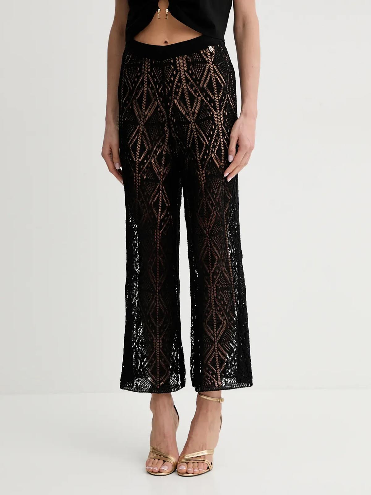 パンツ LIU JO Woman Pants Black WA5341MS007 22222 WA5341MS007 Liujo Crochet Knit Pants