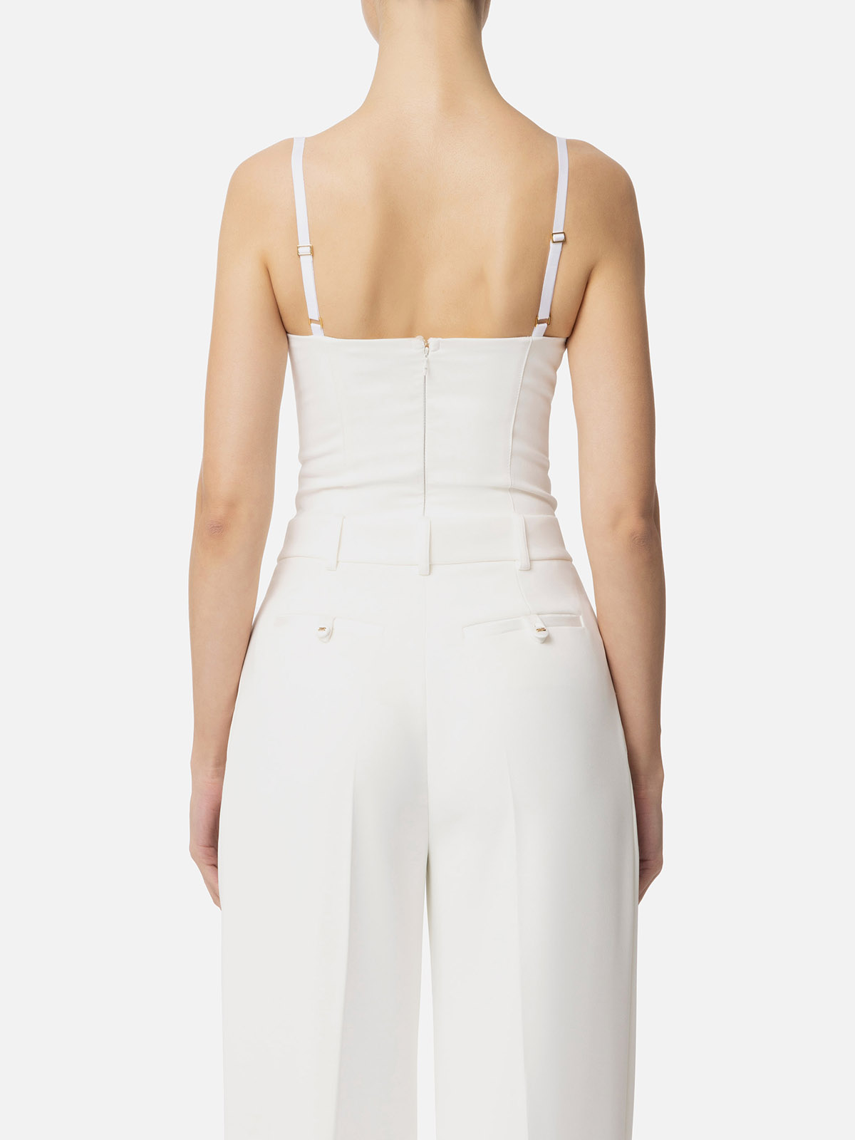 【★完売必至★】ELISABETTA FRANCHI ☆ レーススティッチボディ BO02551E2 Elisabetta Franchi Body In Crêpe With Criss-Cross