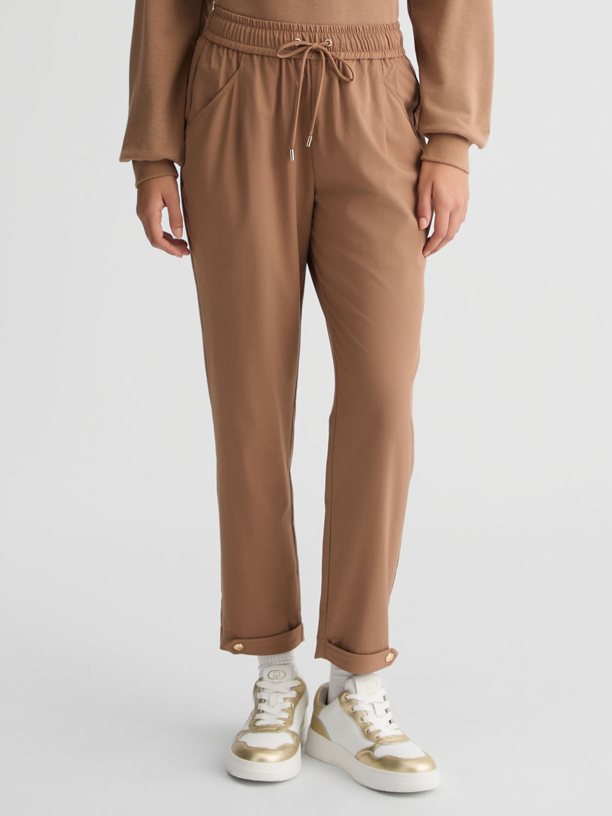 パンツ LIU JO Women Straight Pants TA5293 TS964 M9064 BROWN TA5293TS964 Liujo Printed Satin Jogging Pants