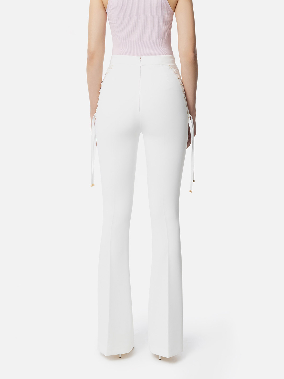 PA08351E2 Elisabetta Franchi Flared Crepe Trousers With