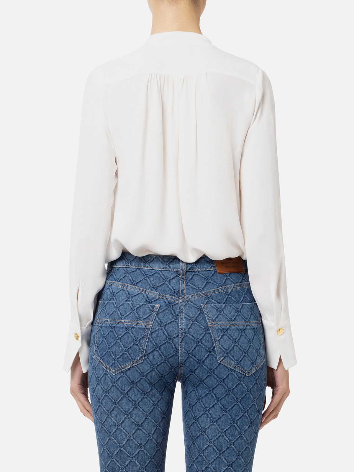 Tシャツ・カットソー ELISABETTA FRANCHI Georgette shirt with charms and logo CA08051E2 Elisabetta Franchi Georgette Shirt With Charms And