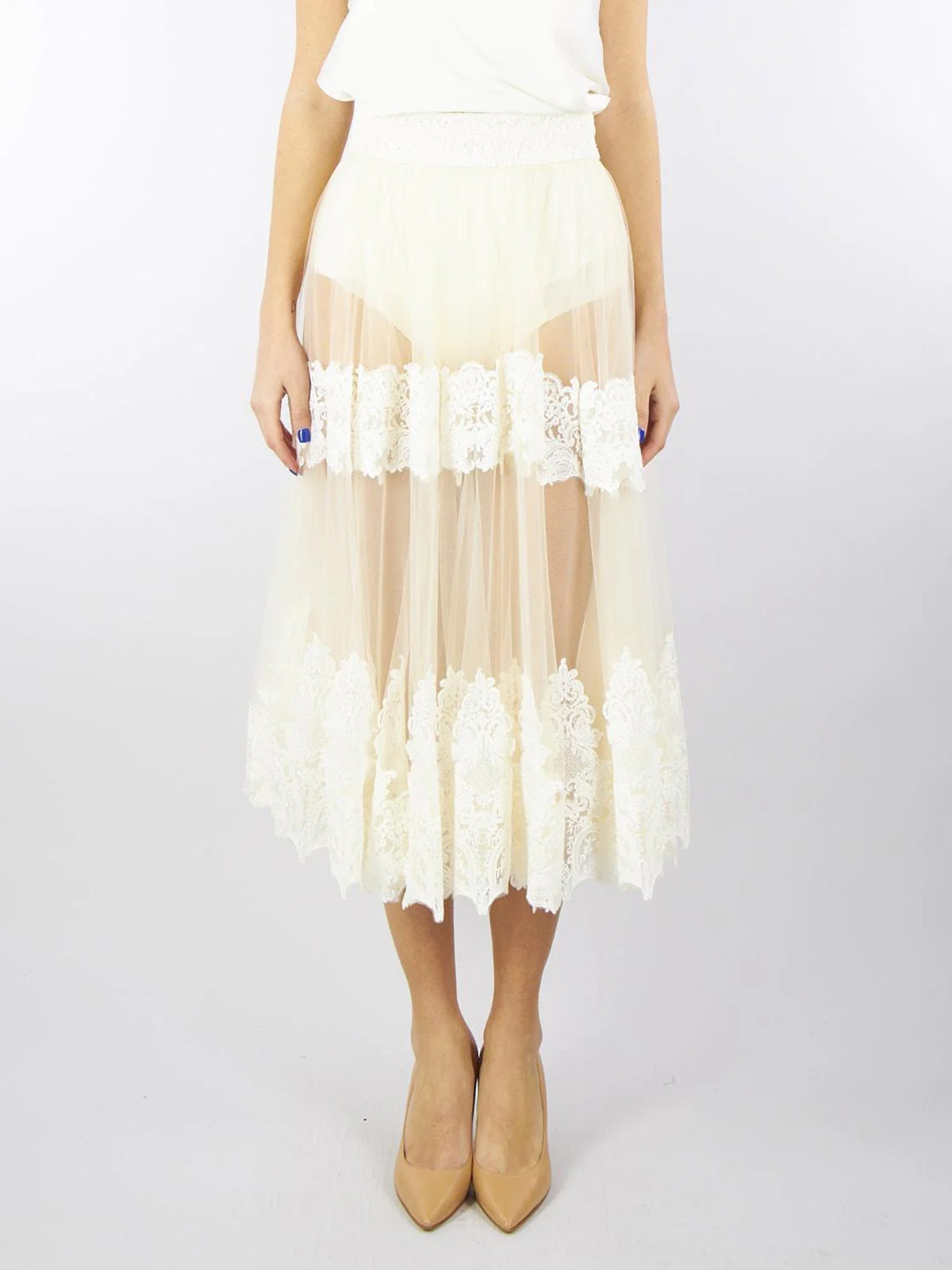 スカート Elisabetta Franchi Tulle Skirt Long circle skirt in tulle fabric | Elisabetta Franchi® Outlet