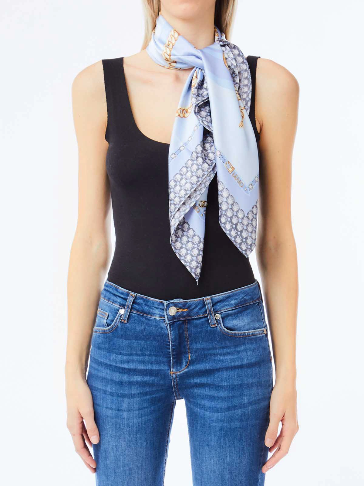 スカーフ LIU JO Woman Neck scarf Gnawed Blue 2A4020T0300 X0543 スカーフ LIU JO Woman Neck scarf Gnawed Blue 2A4020T0300