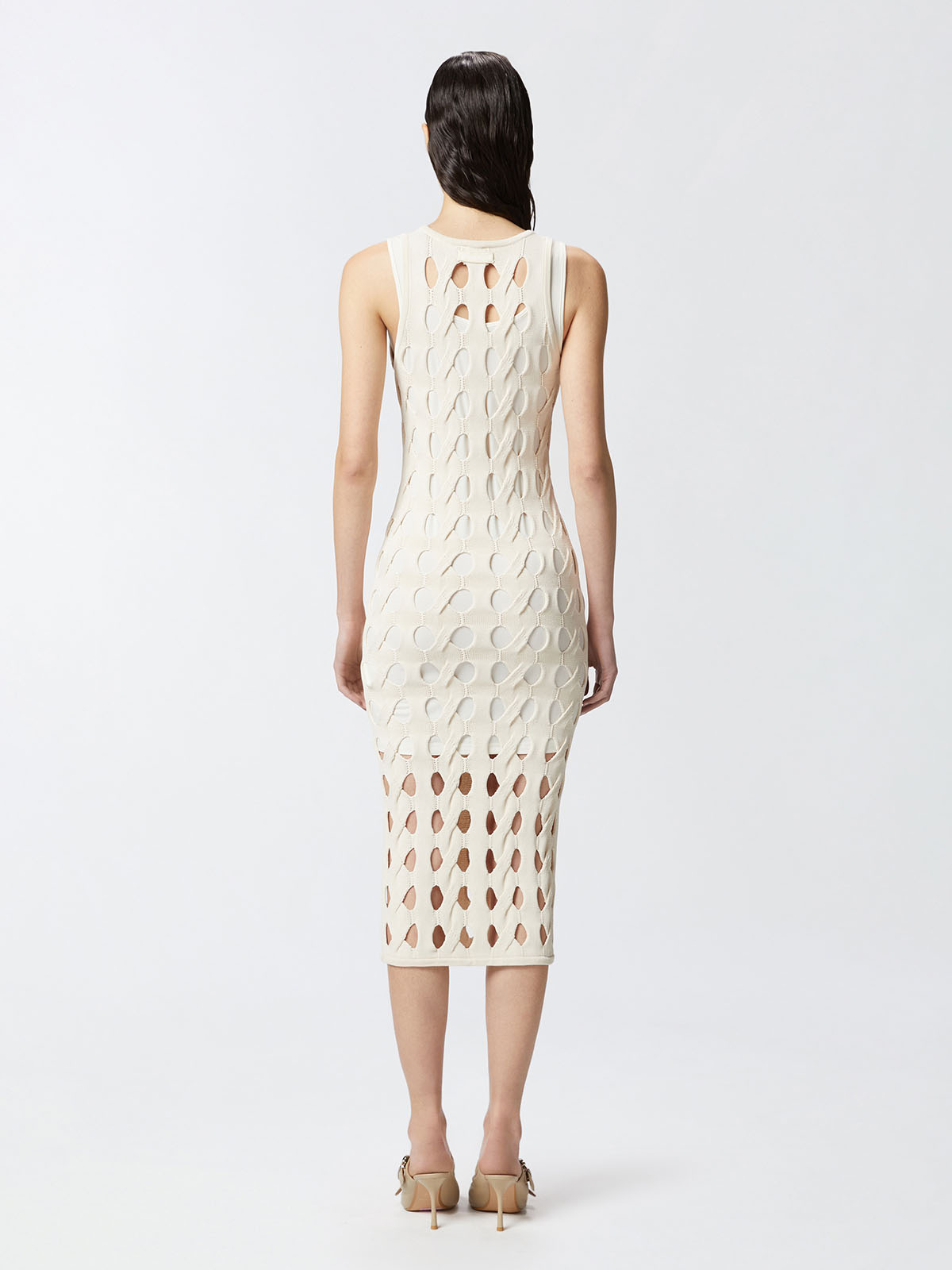 ワンピース PINKO Woman Dress White 105190A2LW C00 105190A2LW Pinko Allan | Perforated Knit Midi Dress