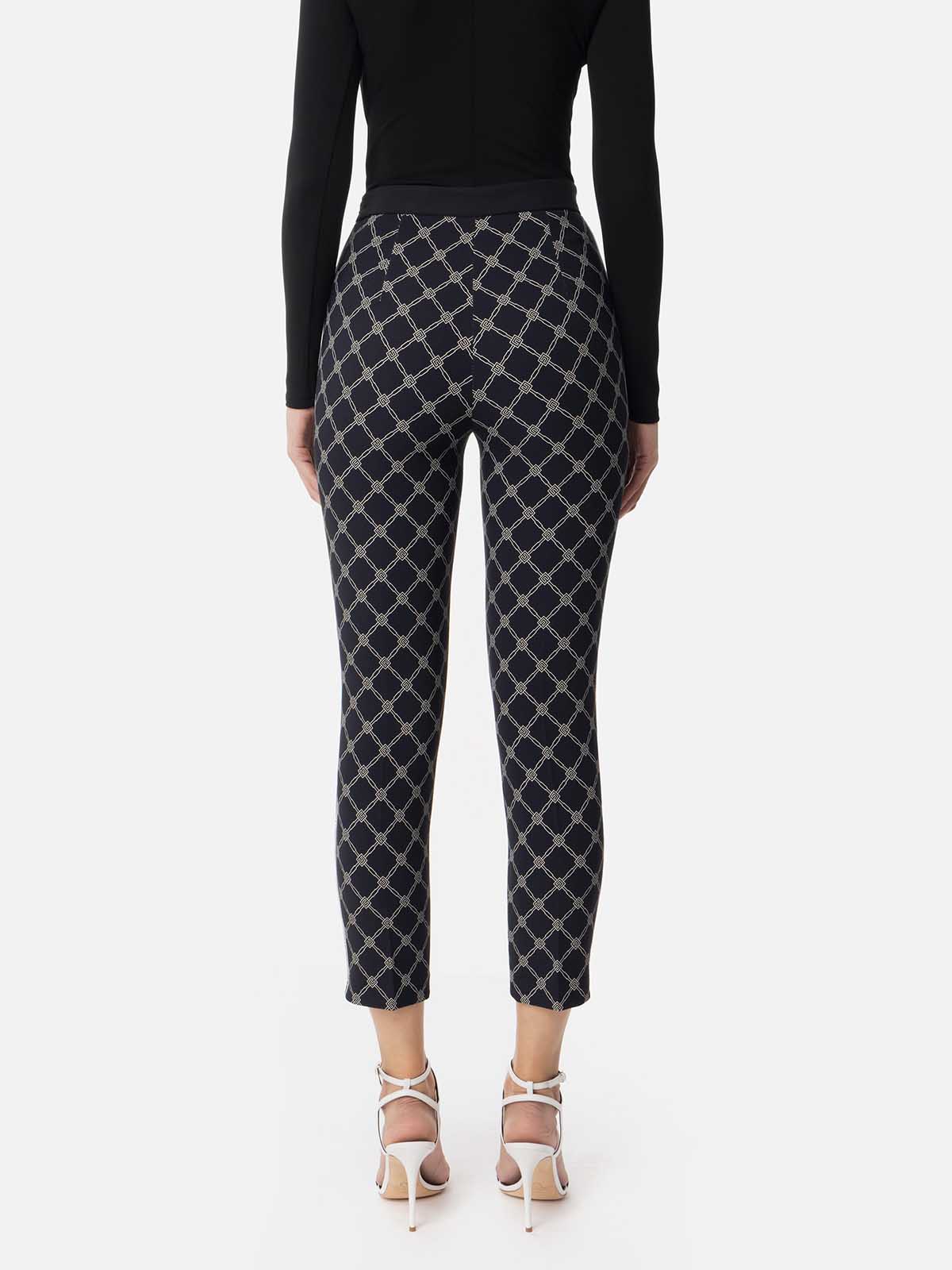 PAS7151E2 Elisabetta Franchi Diamond Print Crêpe Trousers
