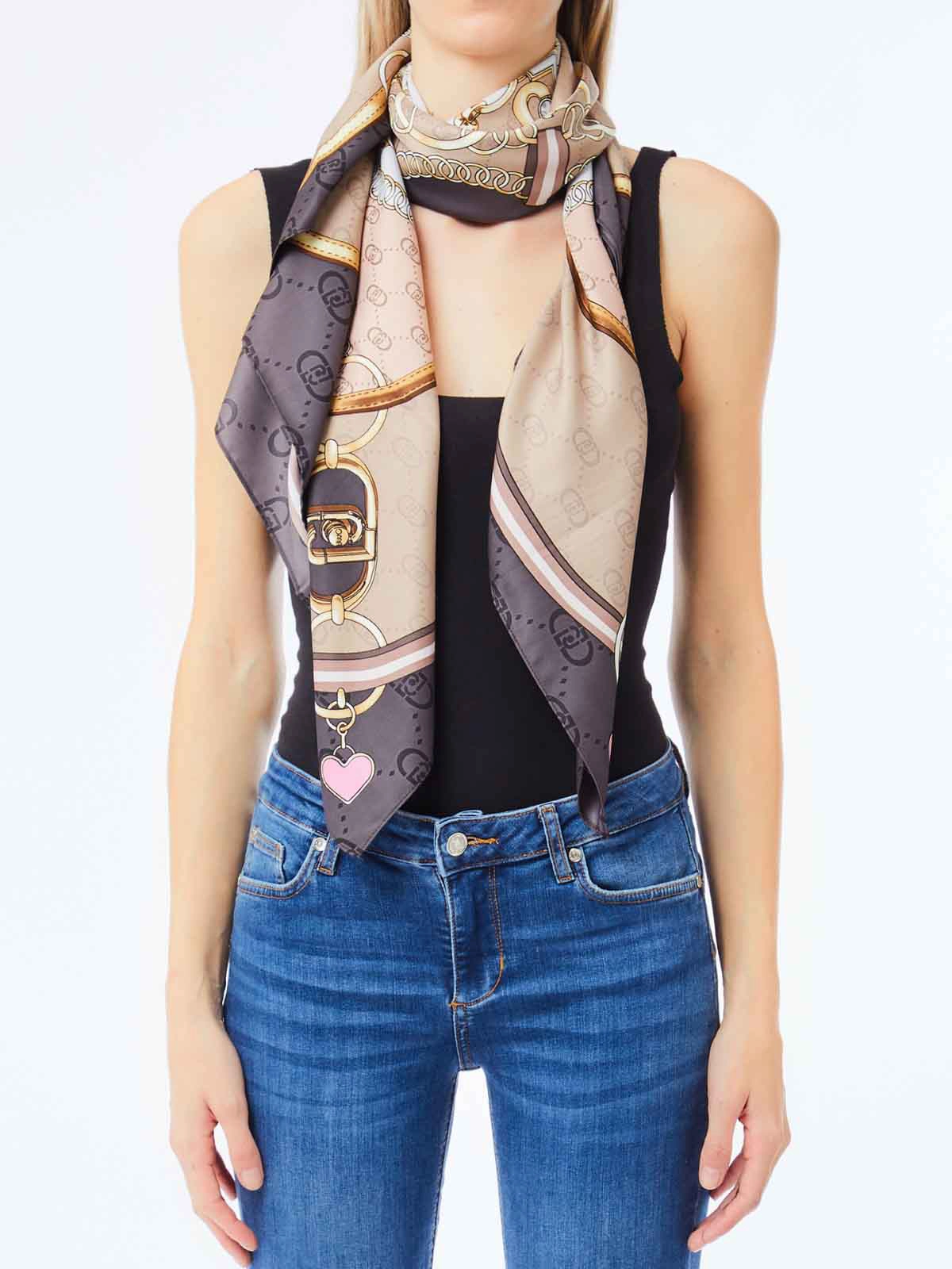 スカーフ LIU JO Woman Scarf Camel 2F3142T0300 00070 Foulard animalier colore denim blu | Liu Jo