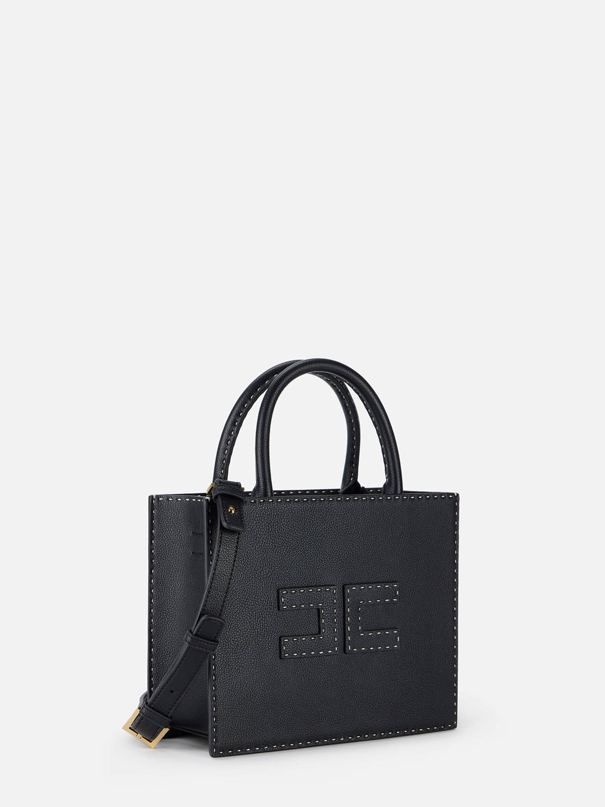 BS08A51E2 Elisabetta Franchi Small Tote With Contrast Stitching