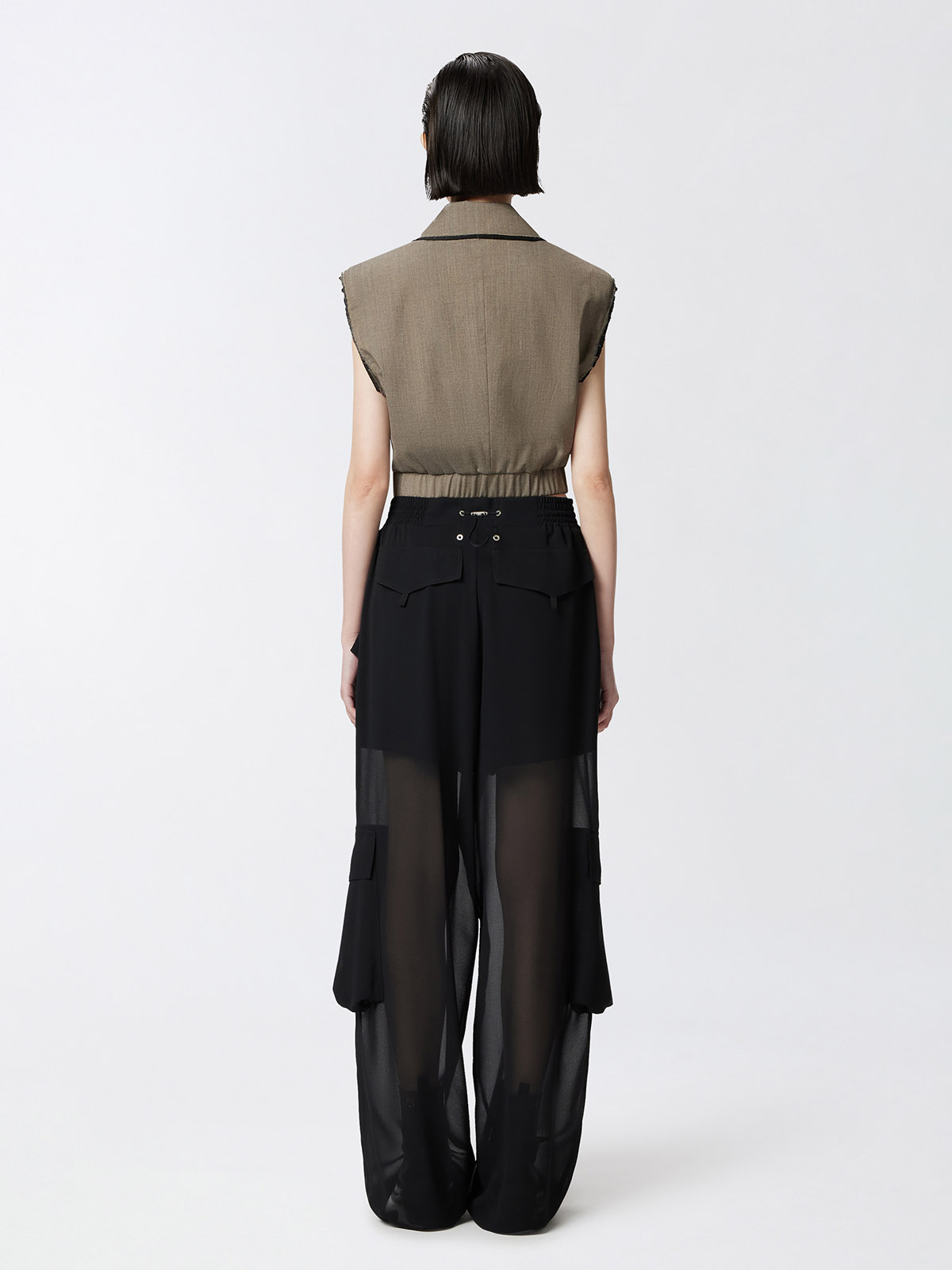 パンツ PINKO Woman Pants Black 104751A21F Z99 104751A21F Pinko Sottocasa | Transparent Georgette Cargo Pants
