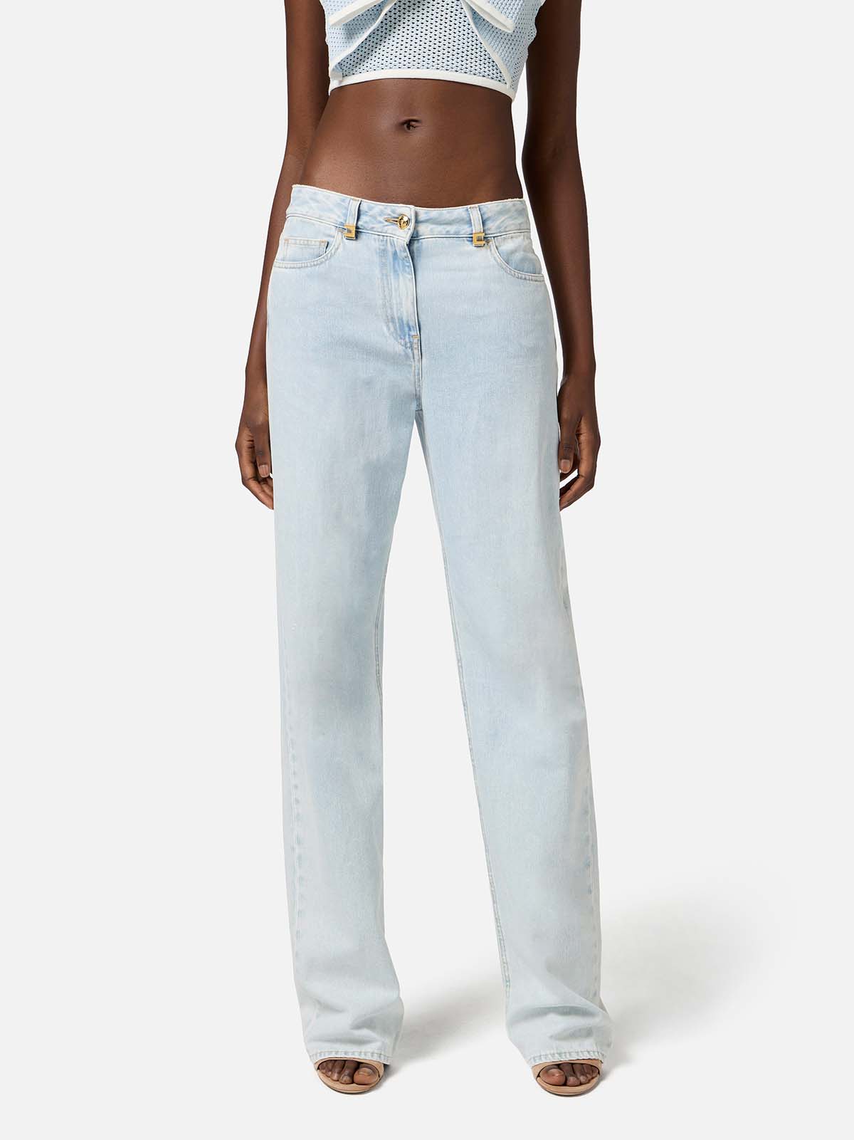 【25SS】 ELISABETTA FRANCHI ロゴディテール Palazzo ジーンズ PJ94I51E2 Elisabetta Franchi Jeans A Palazzo Con Dettagli Logo