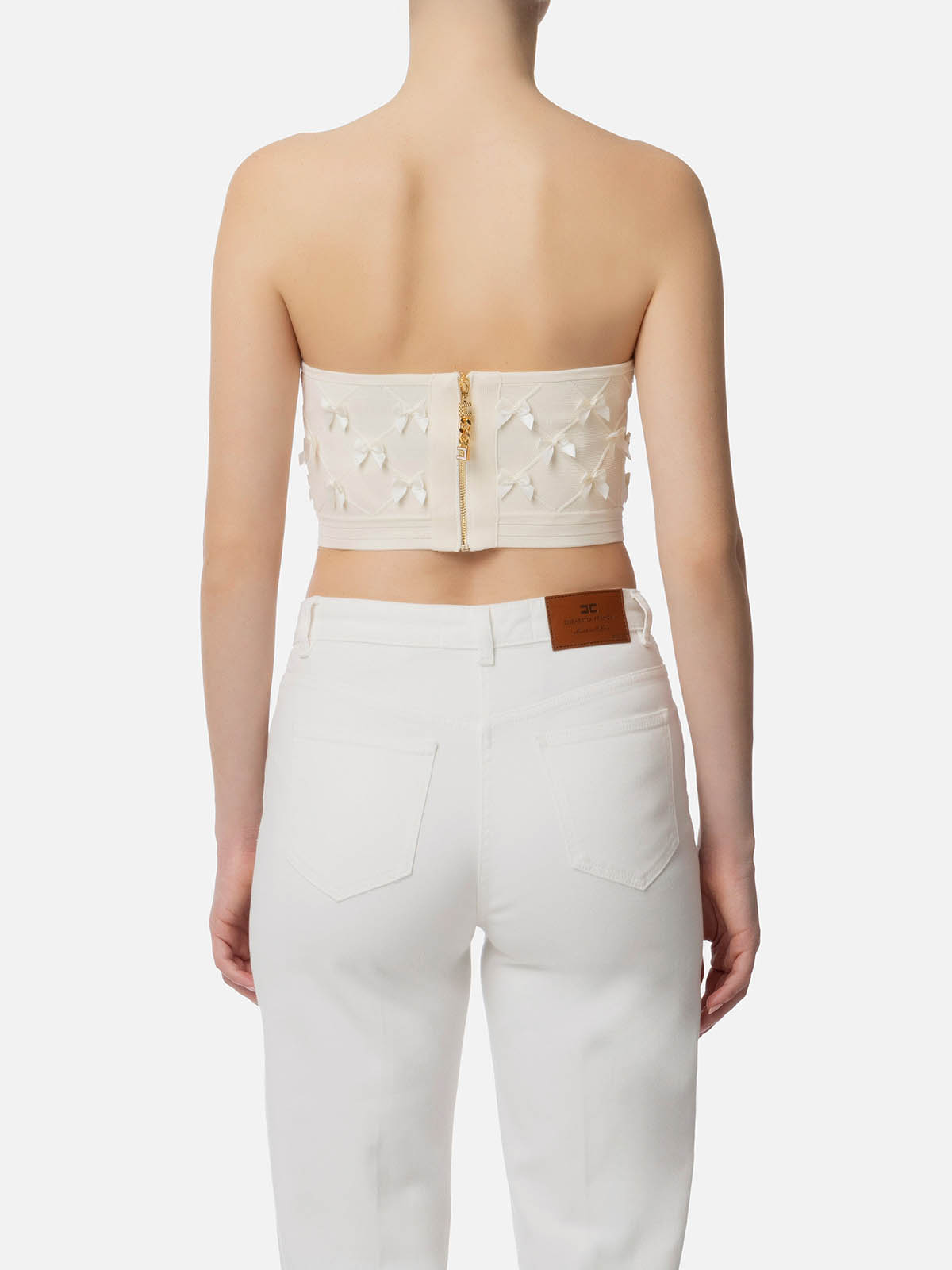 【★完売必至★】ELISABETTA FRANCHI ☆ クールウール Elisabetta Franchi Woman Bustier Tulle Jacket with Boning