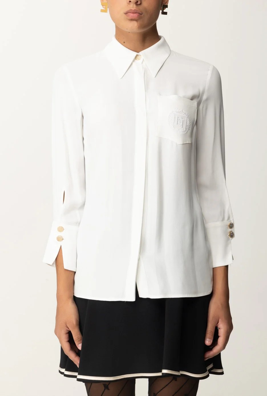 【24-25AW】ELISABETTA FRANCHI ビッグレタリング Tシャツ Elisabetta Franchi Donna T-shirt con Logo Lettering e