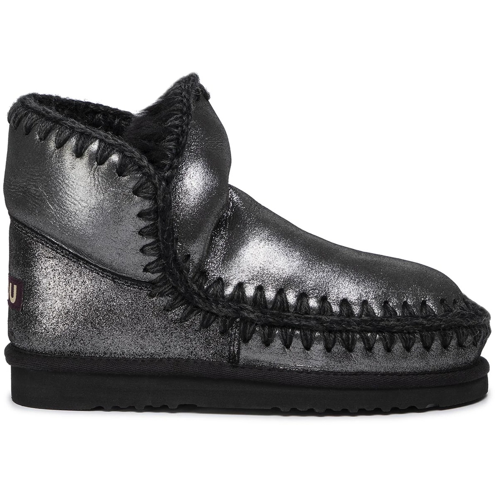 Mou Stivale Corto Eskimo Argento Nero Laminato Donna Argento - Imagen 3 de 5