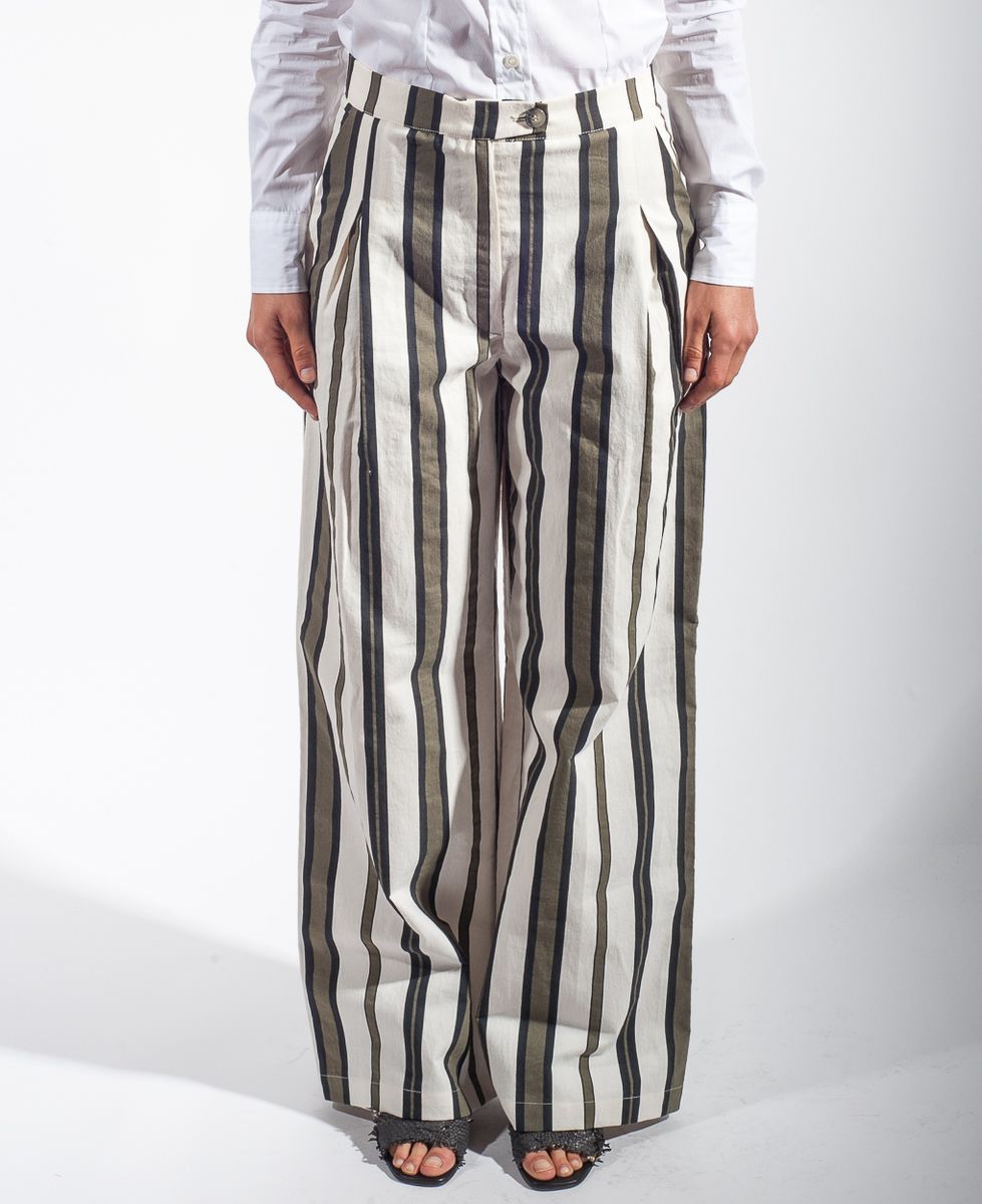 Pantalone in tela a righe da donna a vita alta di Collection Priveè online  | Wood Shop