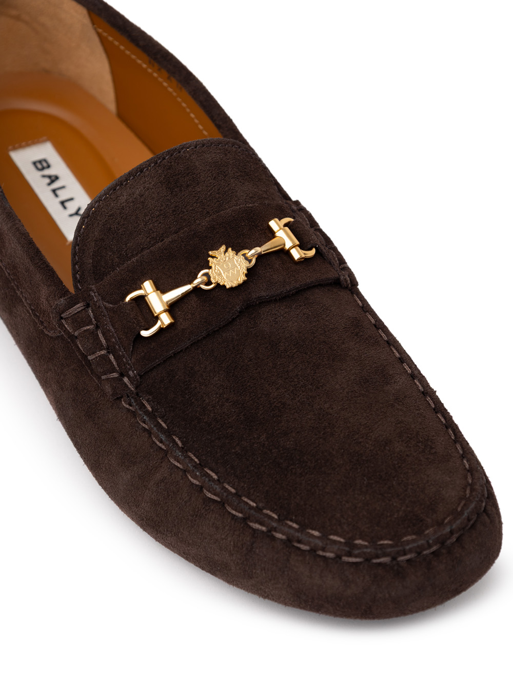 Bally Halbschuhe Wildleder braun mit Logo Gold - Bild 6 von 8