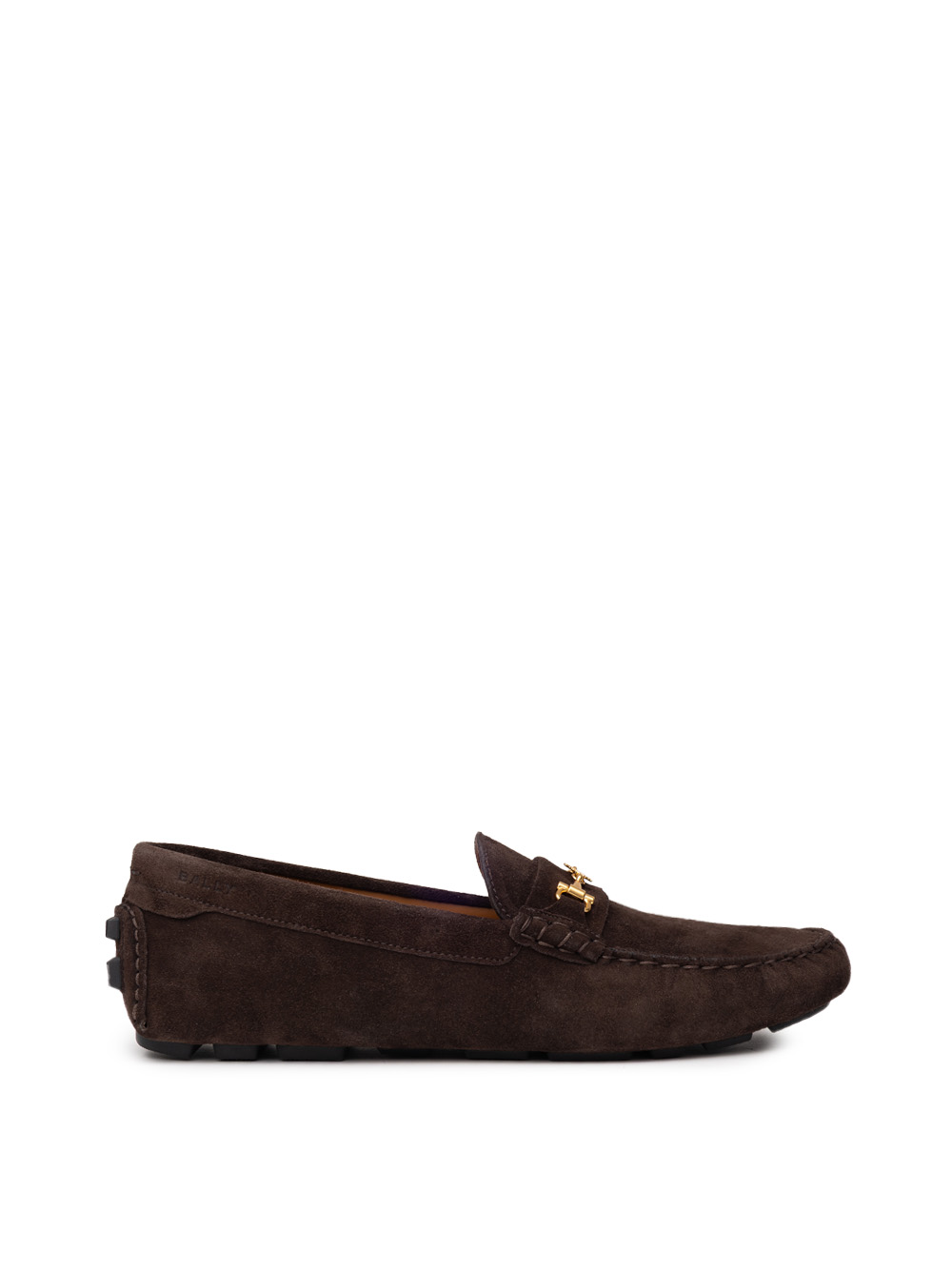 Bally Halbschuhe Wildleder braun mit Logo Gold - Bild 2 von 8