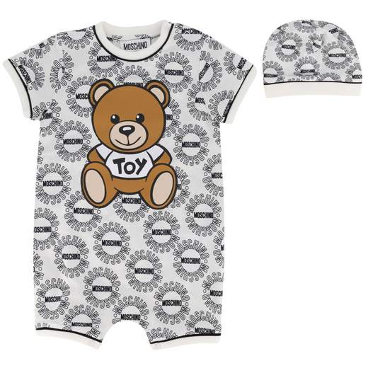 Moschino Neonato Pagliacetto E Berretto Per Neonato Con Stampa Logo Moschino .-Angelsbimbi