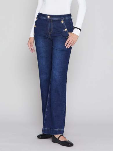 MyShoeStore 2 Pantaloni Donna Vita Alta Elasticizzati, Modello Bootleg A Costine, Senza Cerniera, Taglie Forti Dalla 8 Alla 56, Blu Navy