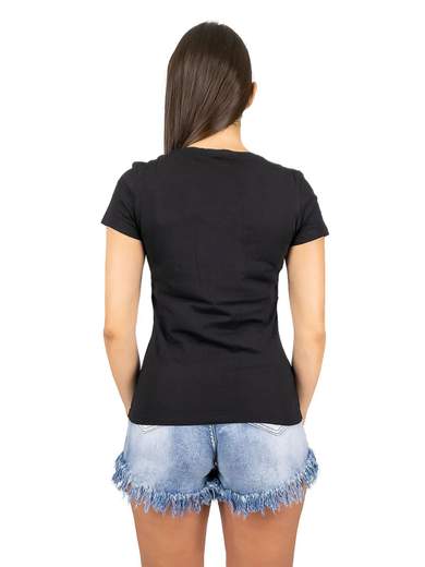 KISS Maglietta Ufficiale Logo Diamante | Donna Attillata 100% Cotone | Nero Taglia L