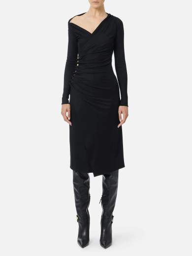 ワンピース ELISABETTA FRANCHI ABITO SMANICATO MAGLIA (AM63B51E2 360) Elisabetta Franchi Donna Abito In Maglia Smerlato con