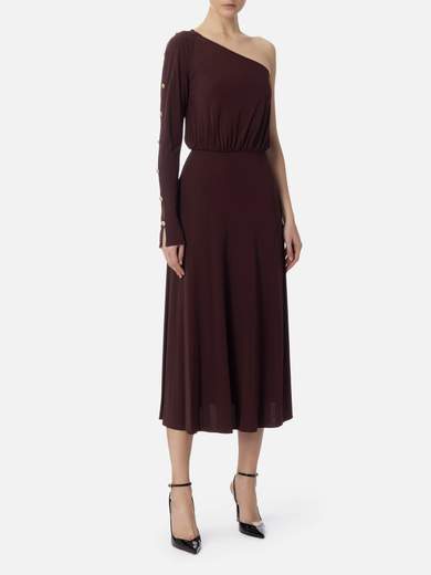 AB80252E2 Elisabetta Franchi One Shoulder Jersey Dress With