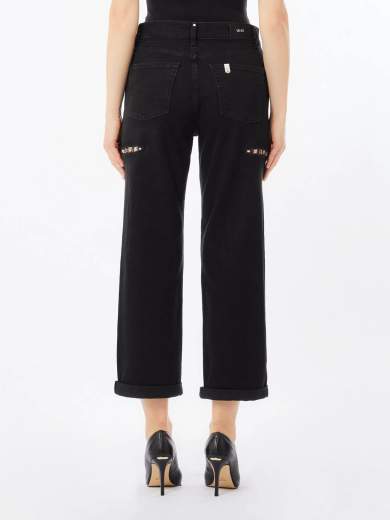 パンツ LIU JO Woman Pants Black CA5297TS246 22222 Wide-leg trousers with belt colour black | Liu Jo