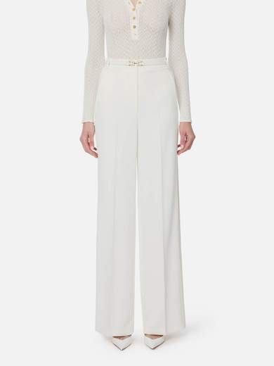 【希少】ELISABETTA FRANCHI サテン ストレートパンツ 2色 PA08251E2 Elisabetta Franchi Palazzo Pants In Crêpe With