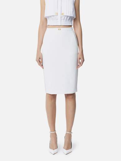GO09951E2 Elisabetta Franchi Crêpe Skirt With Satin Bands