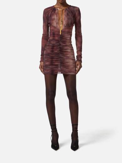 ワンピース ELISABETTA FRANCHI Woman Dress Brown AB719 644 Elisabetta Franchi - One-Shoulder Dress in Jersey - Bronze