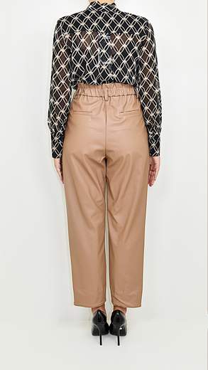 Donna Pantaloni ICONA MI5CO012 Pantaloni-Taglia e Colore PANTALONE MIX  Pantalone in ecopelle arricciato in vita Autunno/Inverno MI5CO012